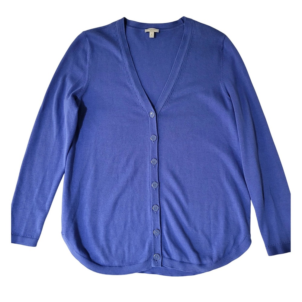 Talbots Petites Cardigan Sweater MP Medium Button Front Sweater‎ Cotton Blue